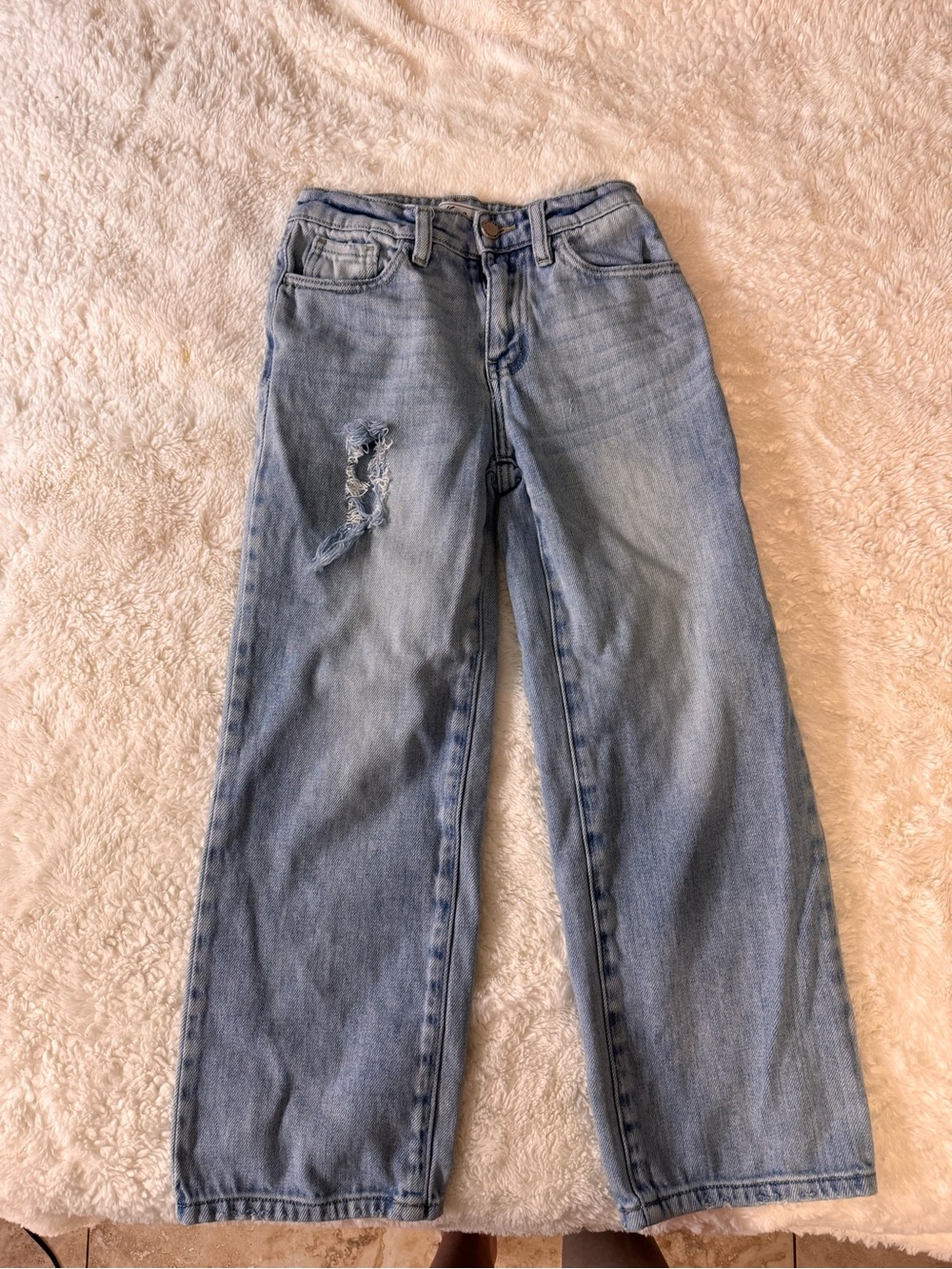 KanCan Light Blue Distressed Wide-Leg Kids Jeans